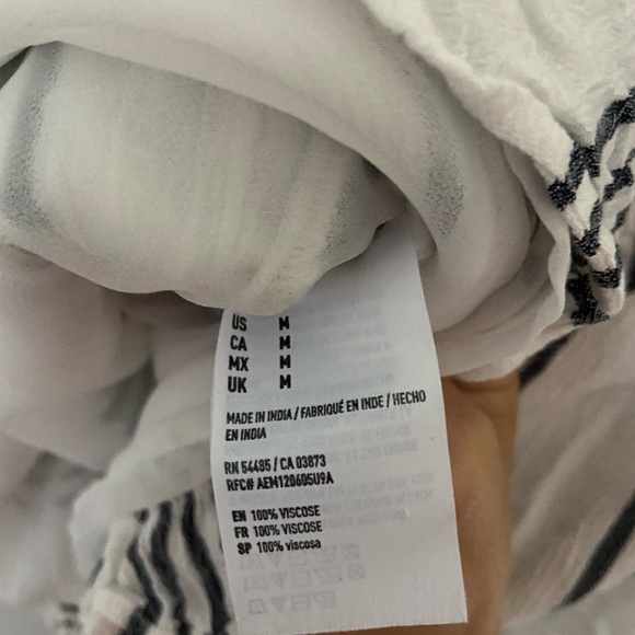 American Eagle off the shoulder white and blue striped bell sleeved romper - Picture 7 of 8